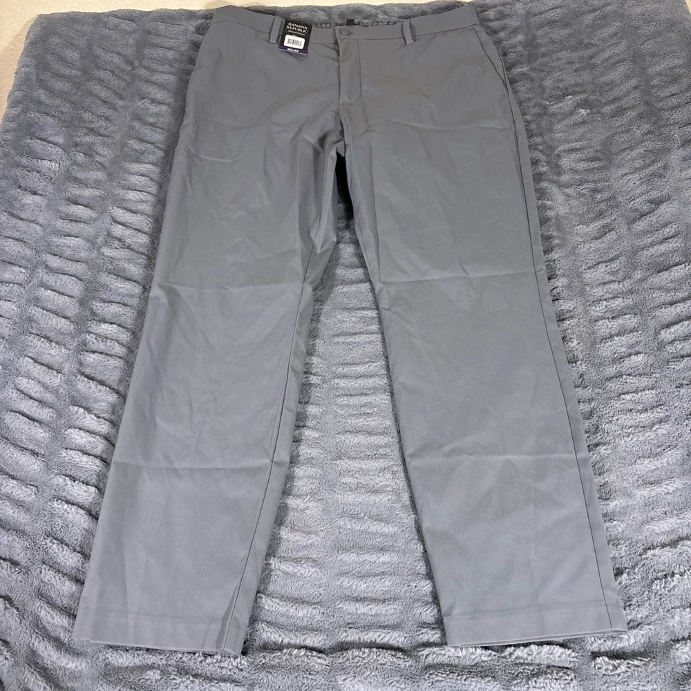 Banana Republic Mens Commuter Flex Pant Gray 40x32 Performance Straight Leg NEW